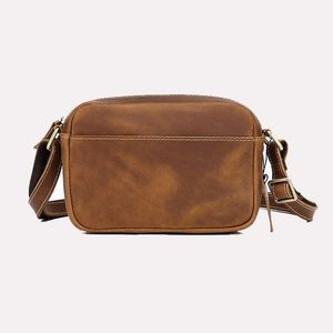 Bolso Bandolera Pequeño de Cuero Crazy Horse Moderno para Hombre, Bolso Mensajero de Alta Gama, Duradero y Promocional - Product Image 1