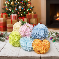 20 têtes de hortensias artificiels en soie bleue et blanche, avec tiges, faits à la main, style naturel, pour décoration de mariage