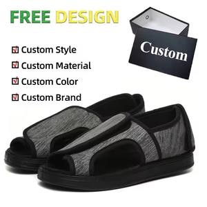 Chaussons confortables personnalisables à bout ouvert <span class=keywords><strong>pour</strong></span> femmes et <span class=keywords><strong>hommes</strong></span> chaussures d'intérieur <span class=keywords><strong>pour</strong></span> diabétiques en mousse à mémoire de forme souple avec pieds larges en peluche réglables - Product Image 6