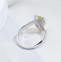 Bague de fiançailles de luxe en or 18 carats avec halo, diamant de 2,5 carats VS1 taille poire, certificat IGI, diamant jaune cultivé en laboratoire pour femme