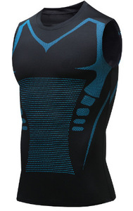 <span class=keywords><strong>T</strong></span>-<span class=keywords><strong>shirt</strong></span> <span class=keywords><strong>sans</strong></span> manches de compression pour hommes 180g tricoté avec logo personnalisé débardeur technique de <span class=keywords><strong>sport</strong></span> au design solide pour l'entraînement décontracté athlétique - Product Image 4