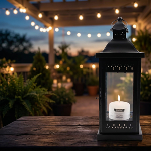 Farol de Hierro y Vidrio de Estilo Clásico con una Vela, Farol Colgante de Hierro Negro para Decoración del Hogar - Product Image 2
