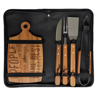 Ensemble d'outils de barbecue en acier inoxydable chromé résistant à la chaleur, 6-8 pièces, kit de voyage en plein air, spatule, fourchette, couteau, planche à découper