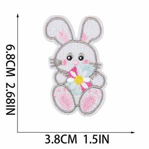 New Iron on 6.8cm Embroidery Easter Theme Bunny Letter Patch for Clothes Bags Decoration - Product Image 6