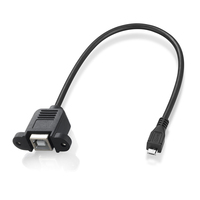 Cable de Extensión para Impresora Bochara de 30 cm, Micro USB 2.0 Macho a Tipo B Hembra, con Orificio para Montaje en Panel