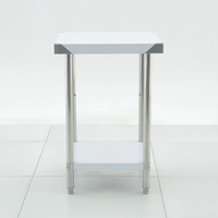 Table de travail utilitaire à 2 niveaux en acier inoxydable Easy Clean sans pare-éclaboussures, avec pieds tubulaires ronds, banc, mesa de acero inoxidable
