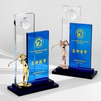 Trophée de golf en cristal personnalisé en gros - Design minimaliste écologique Impression UV Cérémonies de remise des prix Événements sportifs Liuguang