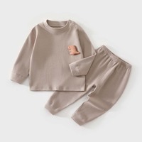 Ensemble de pyjama pour bébé |   Haut à manches chauve-souris en tricot gaufré avec applique animale et pantalon |   Couche de base à col rond |   Coton respirant |   0-5 ans |