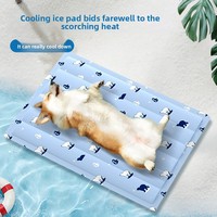 Tapis rafraîchissant populaire pour animaux de compagnie en soie glacée pour l'été, coussin auto-refroidissant pour chiens, lit de couchage imperméable imprimé ours polaire, lavable