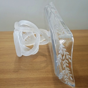 طبق مستطيل مصنوع يدويًا من الزجاج الكريستالي مع شكل عقدة تصميم قاعدة مخطط للمنزل والحفلات والفنادق والمطاعم والحلوى الفاكهة التي تقدم - Product Image 4