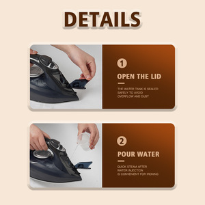 Plancha de vapor Dsp de 2200W con suela de cerámica para uso doméstico en seco y húmedo, eliminación rápida de arrugas - Product Image 3