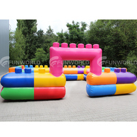 Toboggan gonflable de videur de château plein d'entrain gonflable de terrain de jeu de blocs de construction combiné à vendre