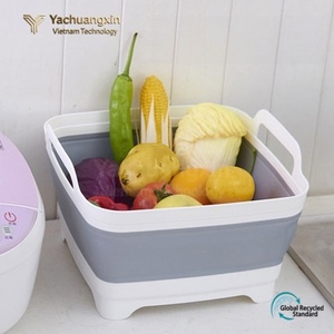 Recipiente Plegable Cuadrado de Plástico para Lavar Verduras con Asas, Contenedor de Almacenamiento Portátil Moderno para Uso en la Cocina y Camping - Product Image 2