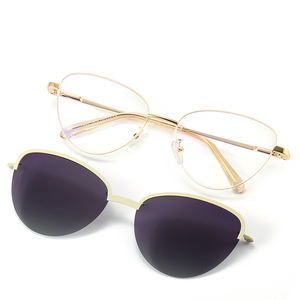 2023 nouveau <span class=keywords><strong>2</strong></span> en 1 aimant lunettes rétro oeil de chat lunettes de soleil polarisées myopie aimant monture de lunettes - Product Image 6