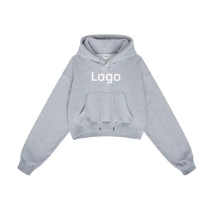 Maßgeschneiderte Damen-Mode-Hoodies Schwergewichtiger Oversize-Sweatshirt Langärmliger Drop-Shoulder Crop-Top Hoodie - Product Image 1