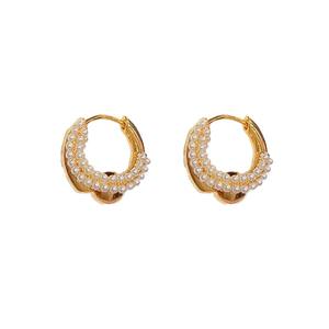 Boucles d'oreilles créoles populaires en zircon double couche de haute qualité pour femmes, design élégant et tendance, exquises et polyvalentes, en cuivre micro-incrusté - Product Image 6