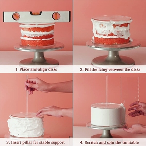 Set di dischi per torta rotondi in acrilico con raschietto per torta dischi per torta con Base circolare strumenti per decorare la crema glassa - Product Image 4