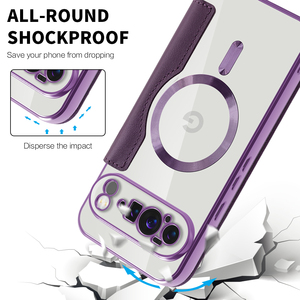 Étui de téléphone magnétique antichoc en cuir PU avec chargement sans fil et placage électrolytique pour <span class=keywords><strong>Google</strong></span> Pixel 9/10 Pro XL 7A 8A 9A - Product Image 4