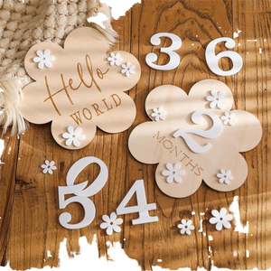 Targa in Legno Personalizzata con Fiori per Foto di Neonati o Ornamento Commemorativo Natalizio per Compleanno - Product Image 4