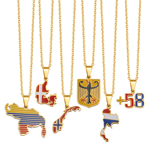 Colliers pendentifs pour femmes avec carte du Venezuela, drapeau et <span class=keywords><strong>code</strong></span> postal 58, emblème de l'aigle allemand, Danemark, Norvège, Thaïlande # 563162 - Product Image 3