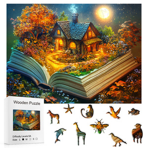 <span class=keywords><strong>Puzzle</strong></span> a forma di casetta sull'albero più venduto dal libro, pezzi irregolari di piccoli <span class=keywords><strong>animali</strong></span>, <span class=keywords><strong>puzzle</strong></span> piatto in legno - Product Image 2