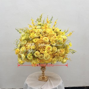 DKB Factory Customize <b>Artificial</b> Silk <b>Hydrangea</b> Peony Yellow <b>Flower</b> Balls for Wedding Photo Booth Decor - Product Image 2