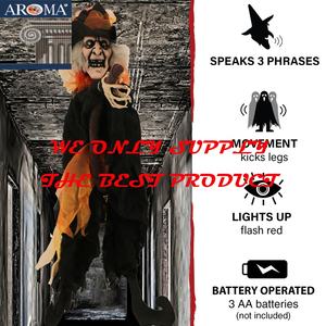 ของตกแต่งปาร์ตี้ฮาโลวีน แม่มดแขวนติดผนังขี่ไม้กวาดเตะขา สำหรับบ้านผีสิง อุปกรณ์ประกอบฉากฮาโลวีน - Product Image 5