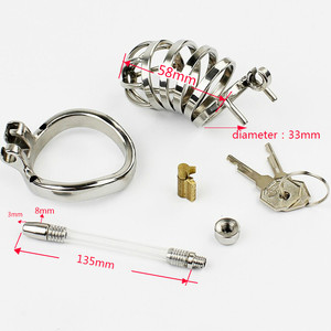 Dispositivo di castità con anello curva gabbia per gallo con catetere per adulti sex toys - Product Image 5