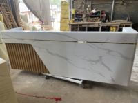 Comptoir de réception en bois MFC avec logo personnalisé, design moderne, table de hall blanche, comptoir de bureau