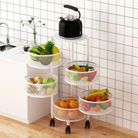 Morgie-Support de rangement rotatif rond en métal et acier pour cuisine, plateau multicouche pour fruits et légumes, options à 3, 4 ou 5 niveaux, boîte emballée