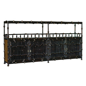 Handmade Black Bamboo Tea Cabinet 900mm Above Four Doors <b>Sideboard</b> Living Room <b>Storage</b> Display Cabinet - Product Image 5