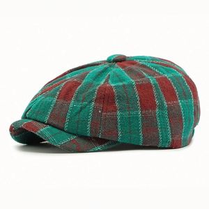 2024 New British Plaid 8 Panels Newsboy Cap Women Men Autumn Winter Vintage Beret <b>Hat</b> - Product Image 1