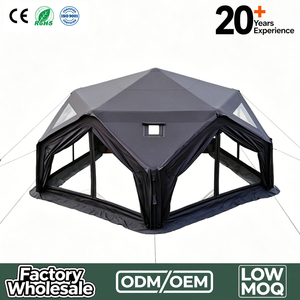 Tente de <span class=keywords><strong>camping</strong></span> gonflable en forme d'étoile à 5 branches, diamètre 6 m, revêtement noir, coton TC, tube à air, tente familiale pour le glamping en plein air - Product Image 1