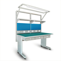 Table de travail métallique professionnelle OEM de haute qualité, taille personnalisée, avec tiroirs robustes et panneau perforé, pour usines d'électronique et garages