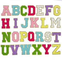 Lettres en chenille à paillettes dorées A-Z multicolores Écussons en feutre brodés personnalisés Lettres en chenille