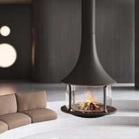 Cheminée au bois autoportante moderne de 900 mm en acier au carbone allié, design suspendu décoratif, pour intérieur, garantie 1 an