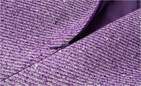 Robe trapèze FMY 66121 originale en tweed violet vintage à col en V et taille empire pour femme, collection automne/hiver, style rétro haut de gamme