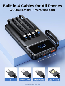 Chargeur portable HYTO 20000mAh 10000mAh Powerbanks 22.5W Affichage LED Charge rapide Câbles intégrés Banque d'alimentation à affichage numérique - Product Image 2
