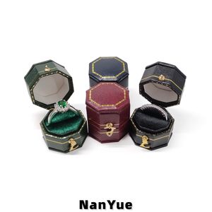 Nouvelle boîte à bagues octogonale vintage portable en papier spécial, pour fiançailles, mariage, rangement de bijoux de luxe, boîte cadeau pour bijoux - Product Image 1
