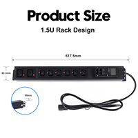 Bloc d'alimentation intelligent (PDU) Yosun homologué UL 1.5U avec 8 ports mixtes C13 C19 et surveillance 485, avec surveillance à distance pour les centres de données