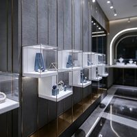 GZowin Gewölbter Metall-Schmuckvitrine mit LED-Beleuchtung Umweltfreundlich Anpassbare Farben für Juweliergeschäfte & Museen