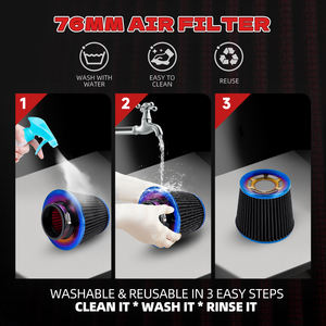 Filtres à air automobiles universels de style JDM 76 mm 3 pouces, filtre d'admission d'air, filtre à air conique à haut débit, filtre à air lavable de remplacement - Product Image 5
