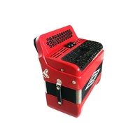 Accordéon professionnel JB3412C, 34 boutons, 12 basses, 3 registres, corps rouge avec boutons de grille noirs, configuration diatonique