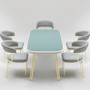 Juego de Comedor Moderno con 6 Sillas, Estructura Metálica Rectangular, Muebles Cómodos para el Hogar - Product Image 1