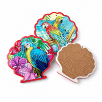 Sous-verre créatif en céramique en forme de coquillage avec dos en liège, motif personnalisé imprimé, décoration de table, souvenir