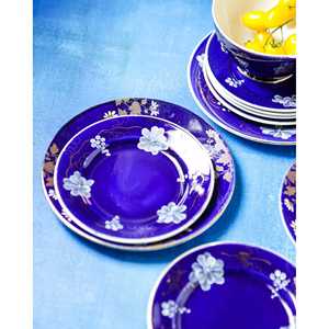 Service de table Paolapellicciotti Serraguemin Blue Dessert, peint à la main avec des fleurs blanches, collection 0g - Product Image 4