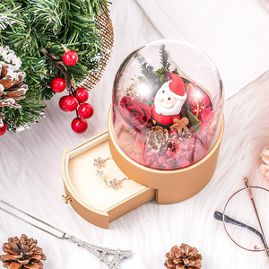 Rosa <span class=keywords><strong>Real</strong></span> de Navidad GR con Collar Te Amo en 100 Idiomas en Caja de Regalo, Rosas Eternas Hechas a Mano para Ella en el Día de San Valentín - Product Image 1
