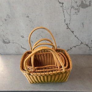 Yiqiang ngoài trời dã ngoại lưu trữ Giỏ mây dệt Tote cho mua sắm & trái cây cho Hái Hoa & tẩy - Product Image 5