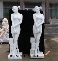 Jardin extérieur grandeur nature pierre marbre blanc sirène dauphin statue sculpture à vendre