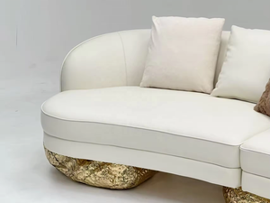 Divano Moderno Curvo di Alta Gamma Personalizzato, Fabbrica di Foshan, <span class=keywords><strong>Arredamento</strong></span> di Lusso su Misura con Base Dorata - Product Image 3